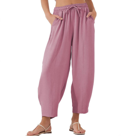 Damen entspannte Freizeithose mit elastischem Bund und praktischen Taschen EB