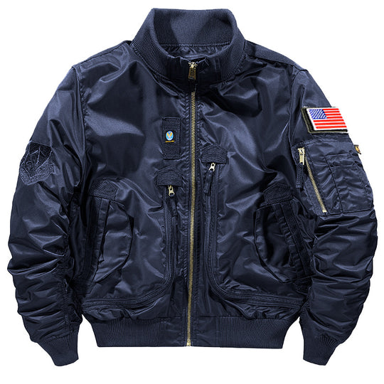 Herren  urbane Bomberjacke im Fliegerstil mit mehreren Reißverschluss- und Kletttaschen EB