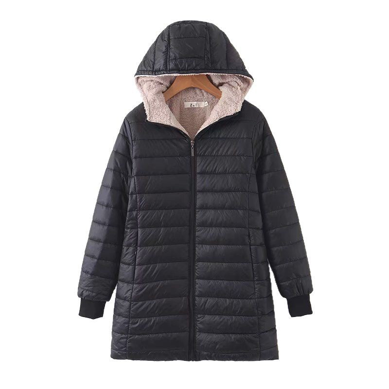 Damen Gefütterte Steppjacke mit Kapuze und Teddyfutter EB