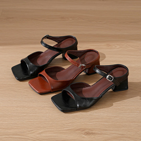 Damen Slingback-Sandaletten mit quadratischer Zehenpartie und komfortablem Blockabsatz EB