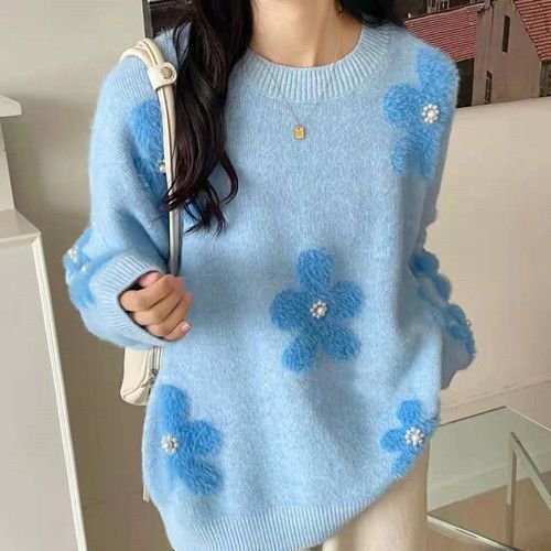Damen Weicher Strickpullover mit strukturiertem Applikationsdesign EB