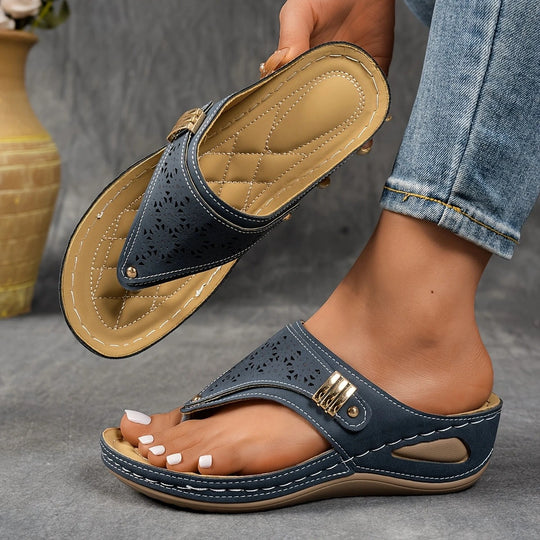 Damen Zehentrenner-Sandalen mit floralem Design EB
