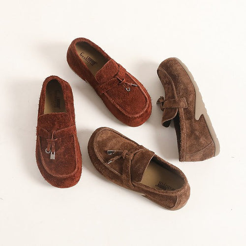 Damen weiche Slipper aus Wildleder mit dekorativem Kordelzug EB