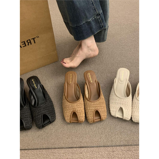 Damen atmungsaktive Mules mit elegantem Rüschendesign EB