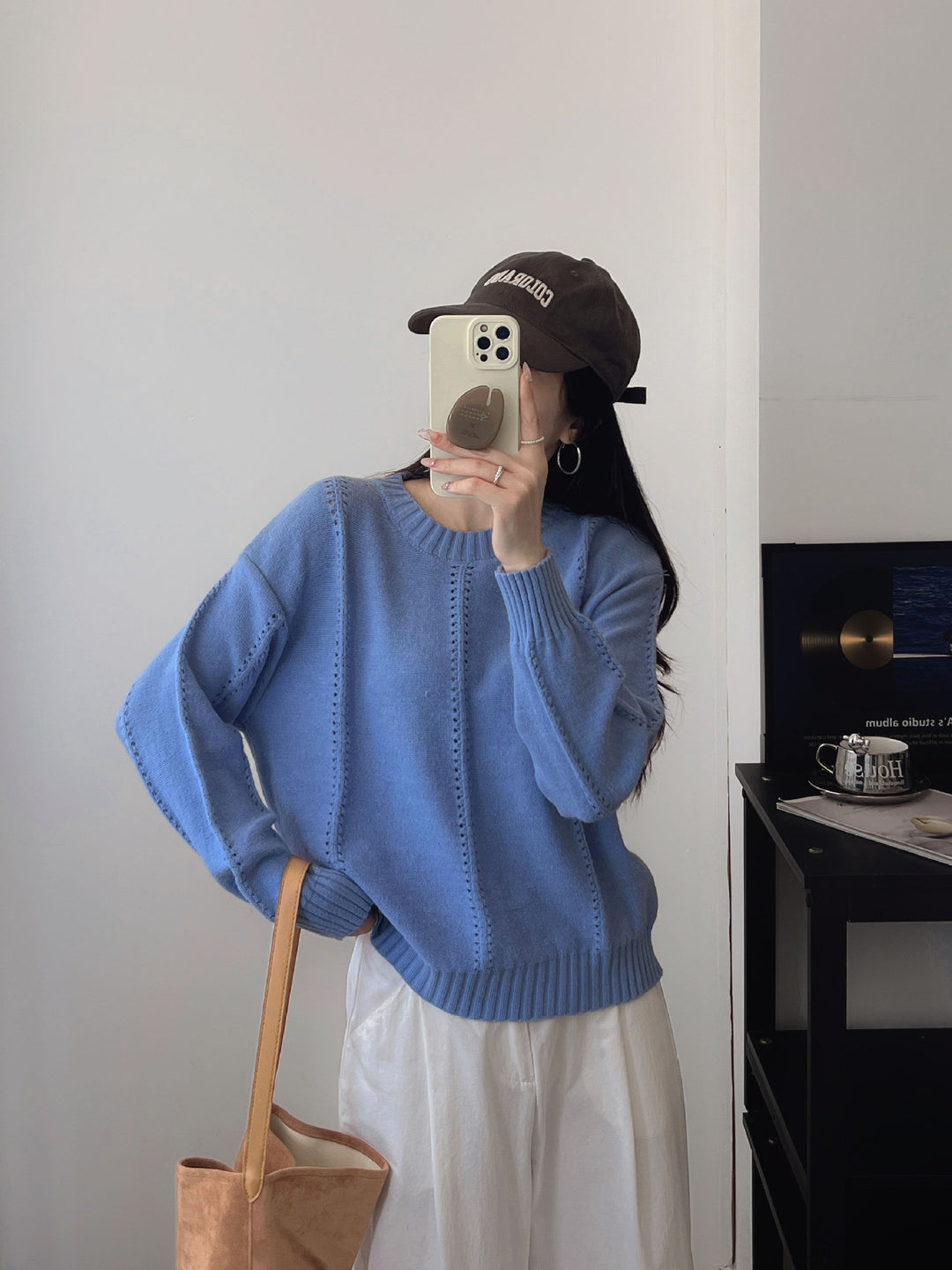 Damen Gemusterter Strickpullover mit bequemen Oversized-Schnitten EB
