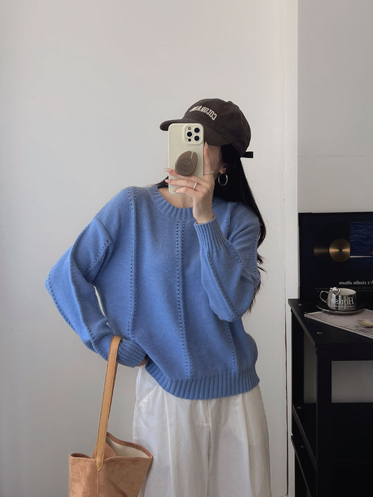 Damen Gemusterter Strickpullover mit bequemen Oversized-Schnitten EB