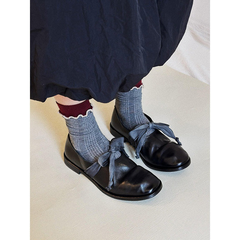 Damen elegante Mokassins mit dekorativem Knoten aus weichem Leder EB