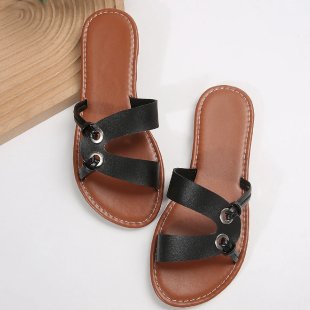 Damen freizeitorientierte Riemchen-Sandalen mit modischen Metallakzenten EB