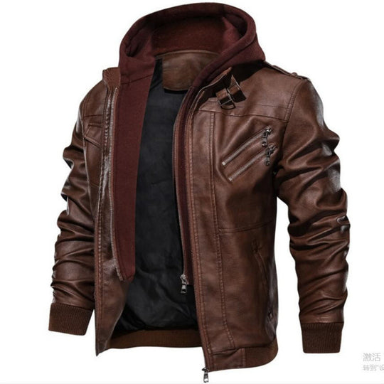 Herren jacke im modernen Biker-Stil mit abnehmbarer Kapuze EB
