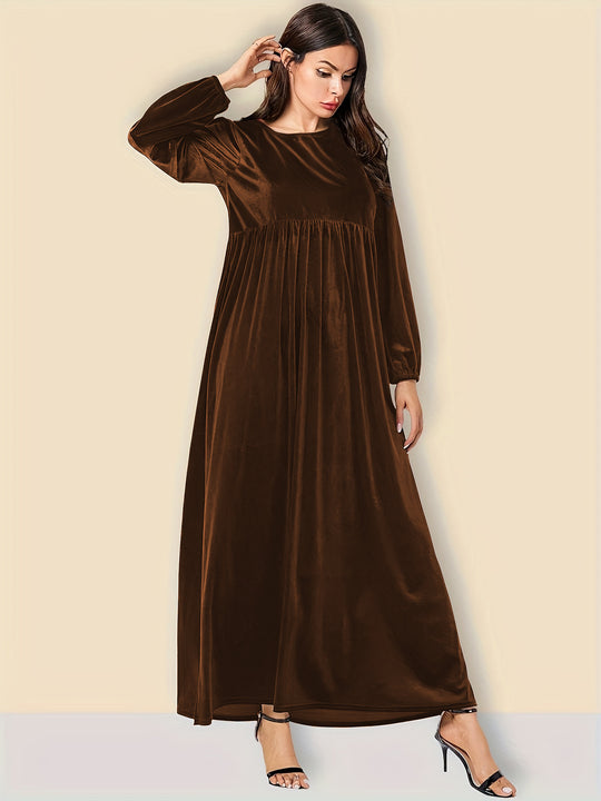 Damen Elegantes Maxikleid aus samtigem Stoff mit weitem Schnitt EB