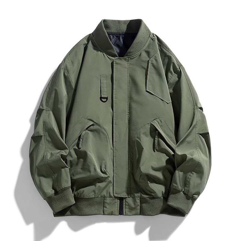Men's  oversized military-inspired flight bomber jacket with utility pockets EB