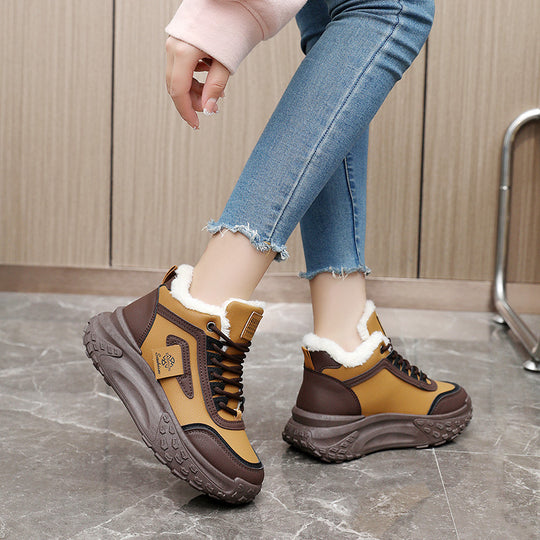 Damen modische Hochschnitt Sneakers mit warmem Futter und rutschfester Sohle EB