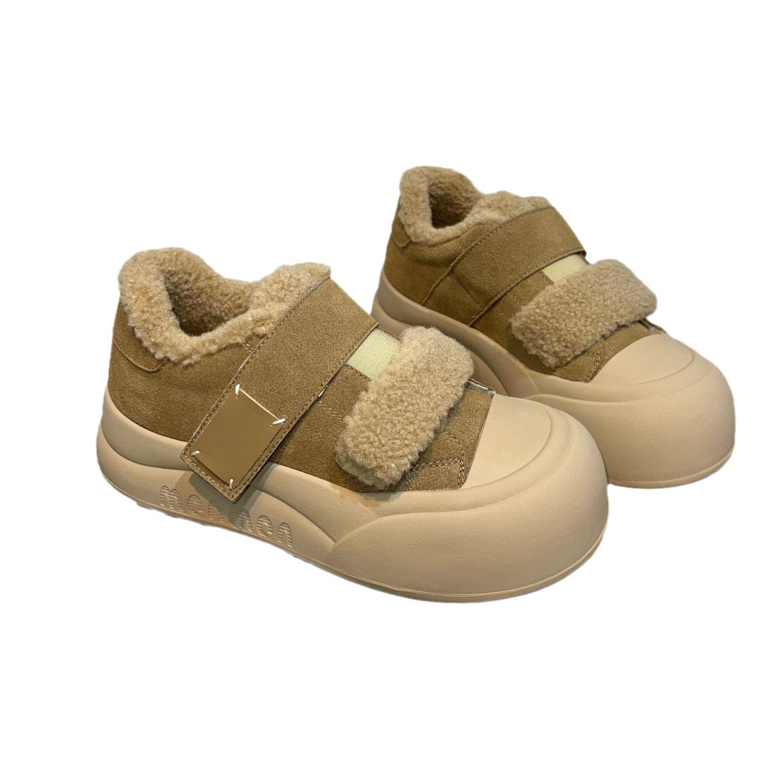 Damen komfortable Sneakers mit kuscheligem Innenfutter und verstellbarem Klettverschluss EB