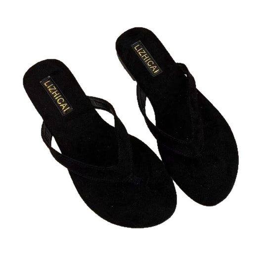 Damen Zehentrenner aus weichem Veloursleder mit ergonomischem Fußbett EB