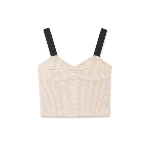 Damen Crop-Top mit elegantem V-Ausschnitt und raffinierter Struktur EB