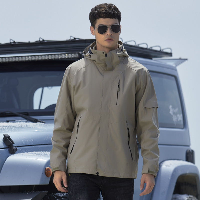 Damen Wasserdichte Outdoorjacke mit Kapuze, atmungsaktiver Membran und Multifunktions‑Reißverschlusstaschen EB