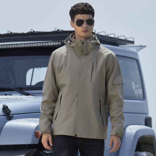 Damen Wasserdichte Outdoorjacke mit Kapuze, atmungsaktiver Membran und Multifunktions‑Reißverschlusstaschen EB