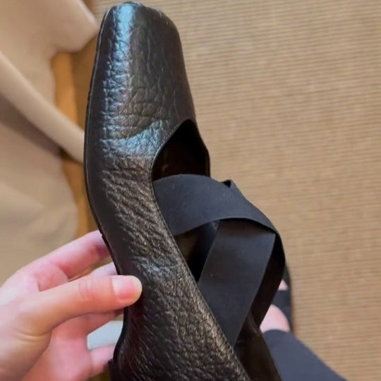 Damen Mokassins mit elastischen Überkreuz-Riemen und formschönem Design EB