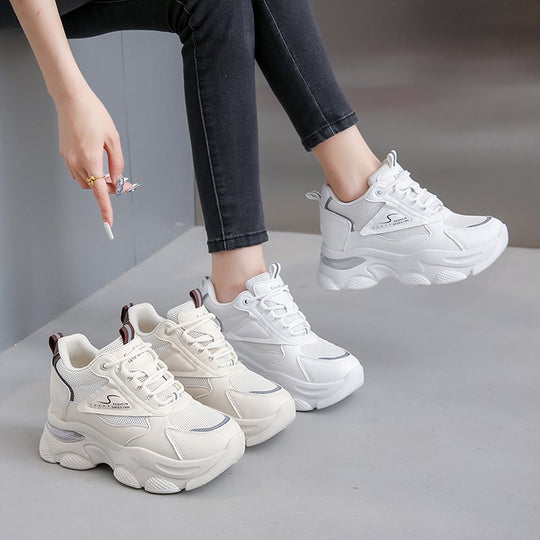 Damen Sneaker mit dicker Profilsohle und atmungsaktiver Mesh-Oberfläche EB