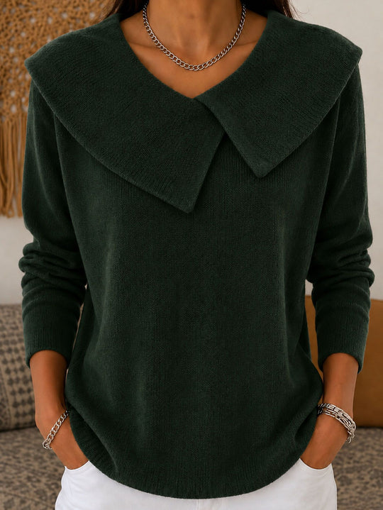 Damen Grobgestrickter Strickpullover mit übergroßem Matrosenkragen EB
