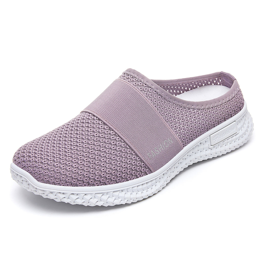 Damen nan gestrickter atmungsaktiver Slip-On Sneaker mit elastischem Mittelband EB