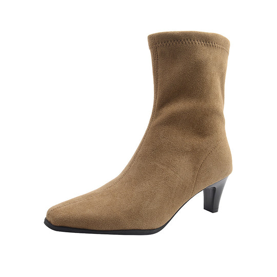 Damen Ankle-Boots mit spitzem Absatz und elegantem Reißverschluss EB
