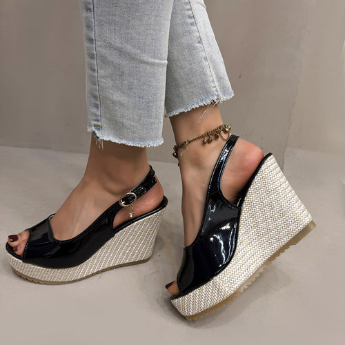 Damen Wedge-Pantoletten mit dekorativem Riemendesign und komfortabler Sohle EB