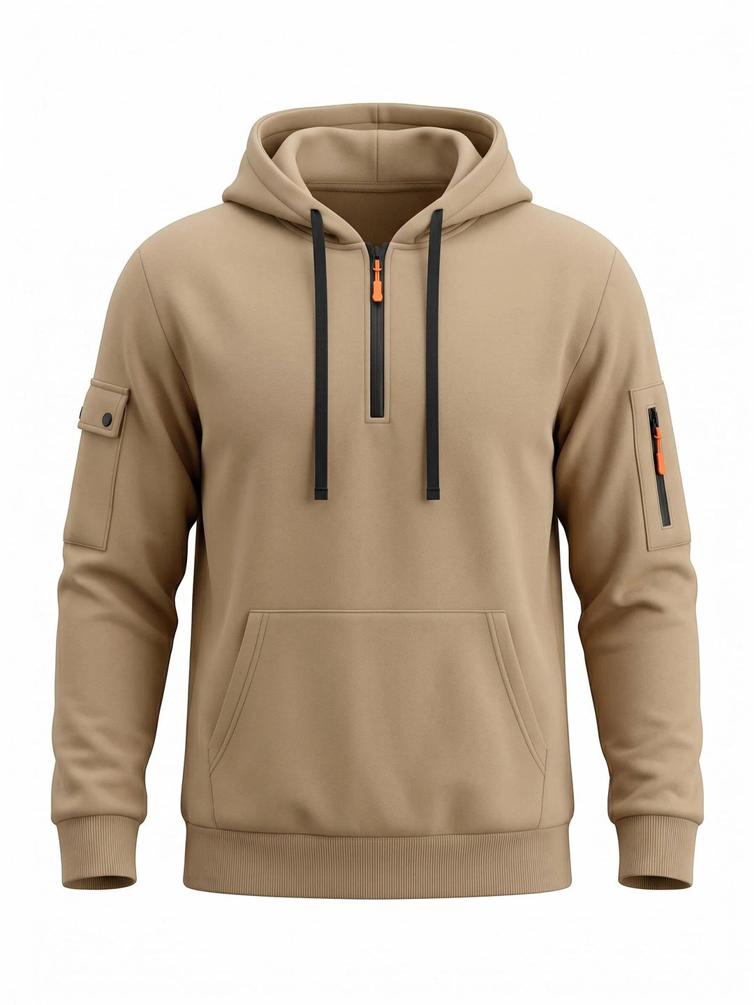 Herren Kapuzenpullover mit halbem Reißverschluss und Utility-Ärmeltasche EB