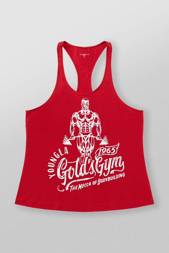 Herren nan athletisches Stringer Tanktop rückenfreier Schnitt mit Kontrastpaspel und Kraftsportmotiv EB