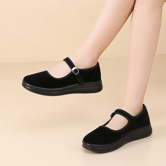 Damen Halbschuhe mit verstellbarem Riemen und weichem Fußbett EB