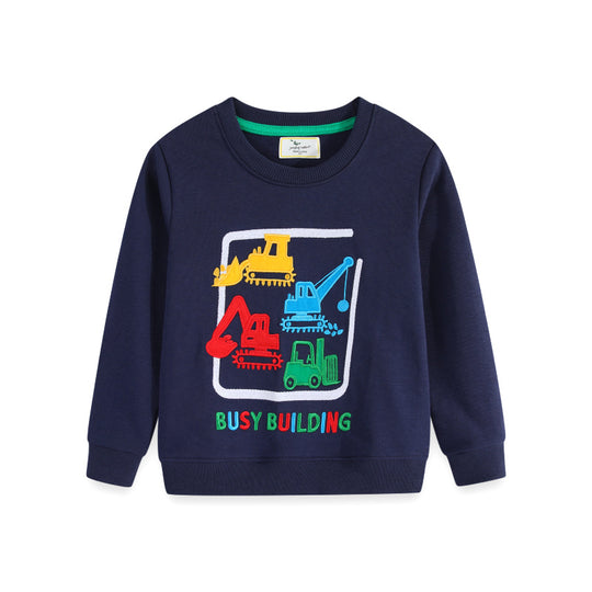 Jungen Sweatshirt mit kreativem Baustellenfahrzeug-Design EB
