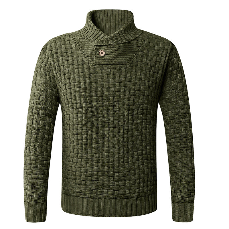 Herren Strickpullover mit modernem Zopfmuster und Stehkragen EB