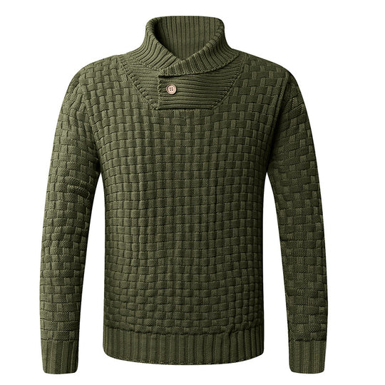 Herren Strickpullover mit modernem Zopfmuster und Stehkragen EB
