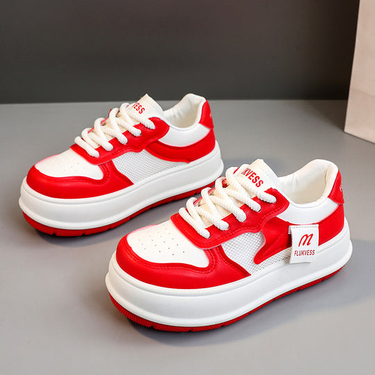 Damen modische Plateau Sneakers mit atmungsaktiver Mesh-Oberfläche und dämpfendem Sohlenprofil EB