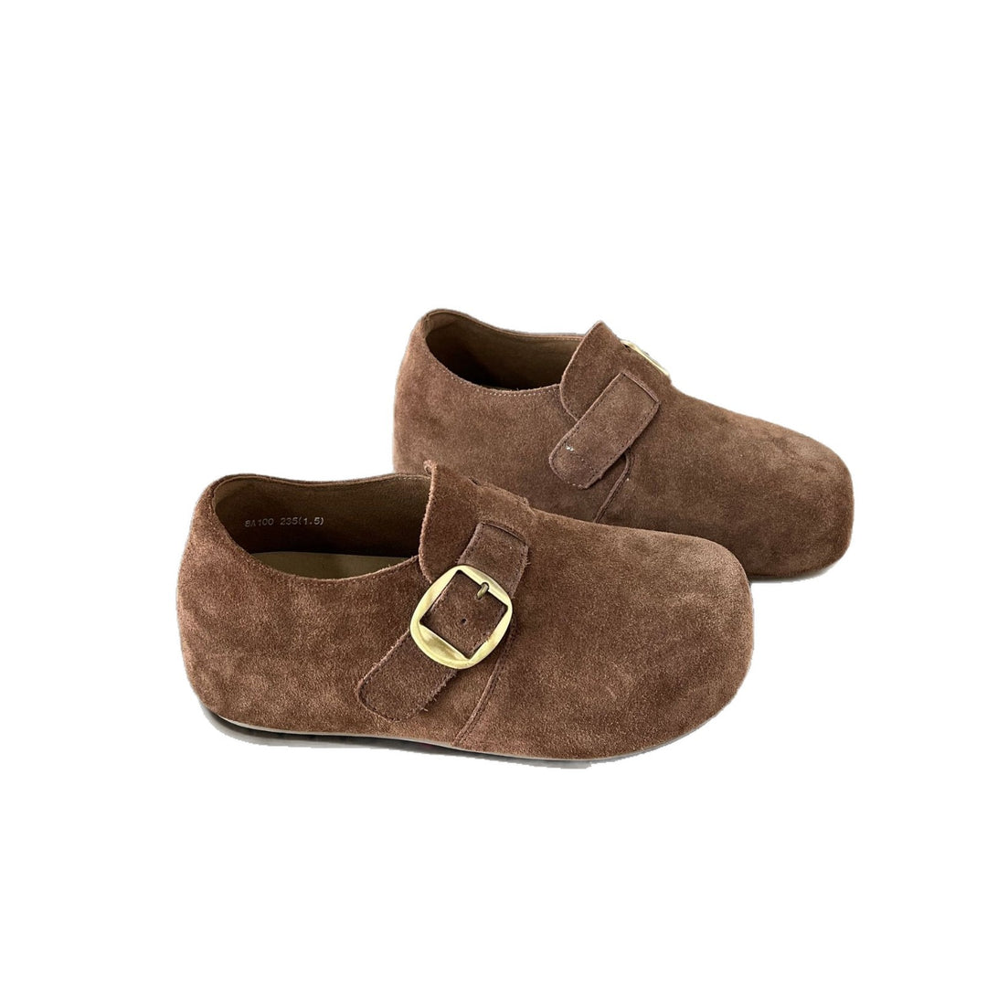 Damen Komfortable Wildleder-Clogs mit modischer Schnallenverzierung EB