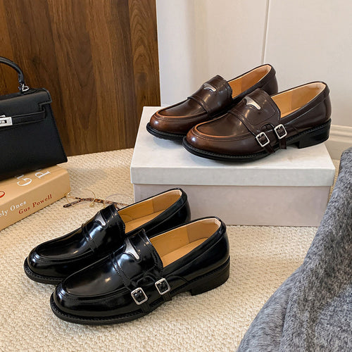 Damen Klassische Mokassins mit eleganter Schnallenakzentgestaltung EB