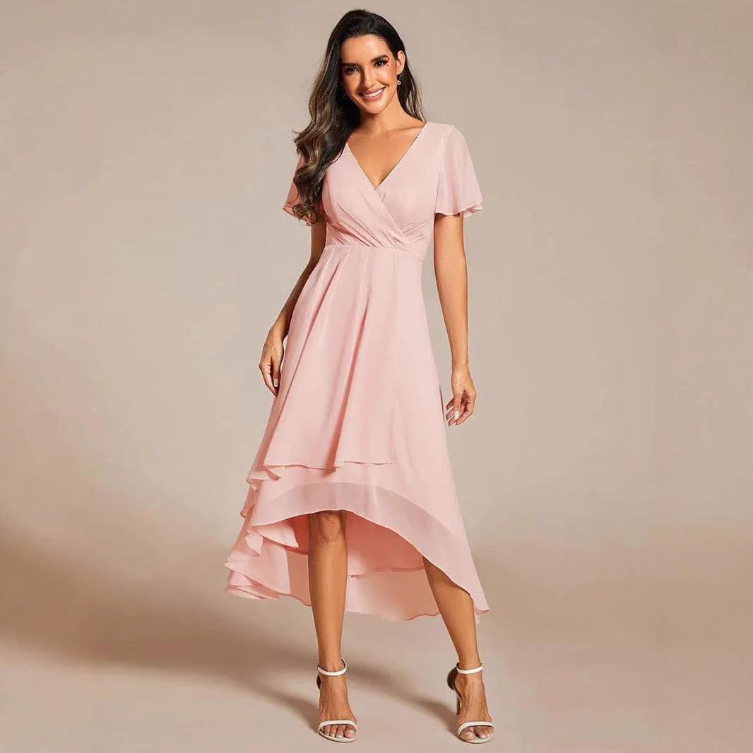 Damen Elegantes Wickelkleid mit asymmetrischem Saum EB