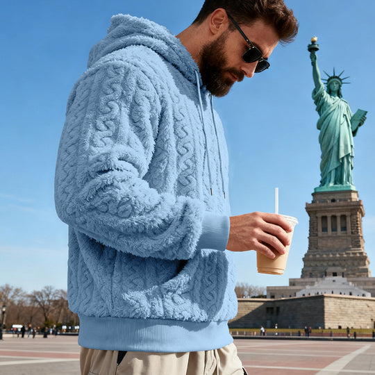 Herren Gefütterter Sherpa‑Hoodie mit Zopfmuster und Kapuze EB