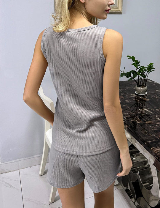 Damen Hochwertiges Sportliches Kurz-Set mit atmungsaktiver Waffelstruktur EB