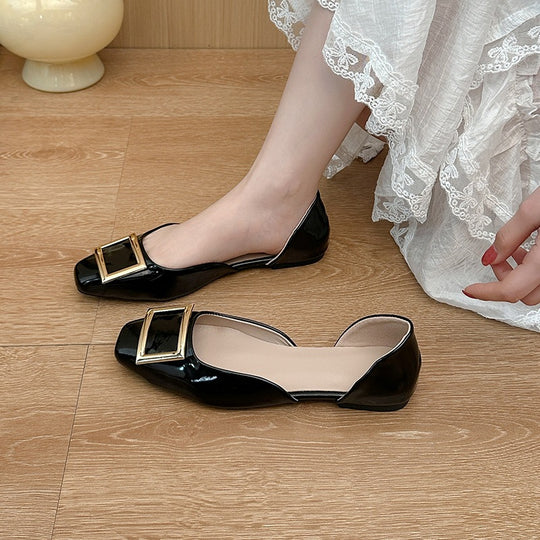 Damen elegante Slip-On Ballerinas mit goldenen Schnallen EB
