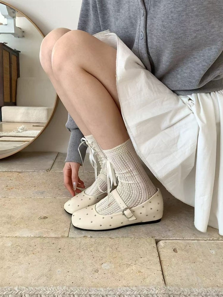 Damen elegante Ballerinas mit modischem Riemen und funkelnden Verzierungen EB
