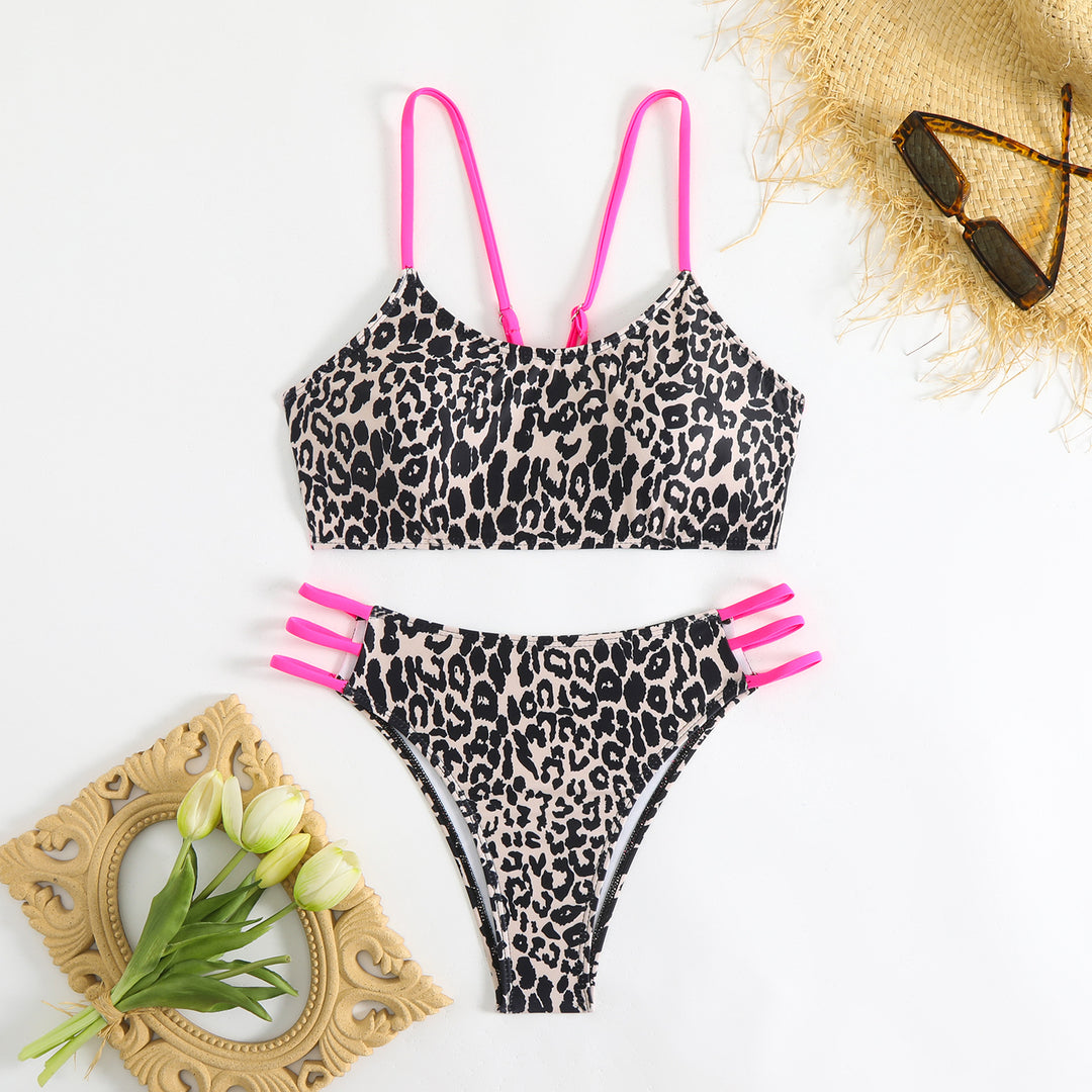 Damen Triangel-Bikini mit aufregendem Leopardenmuster und sportlichen Details EB