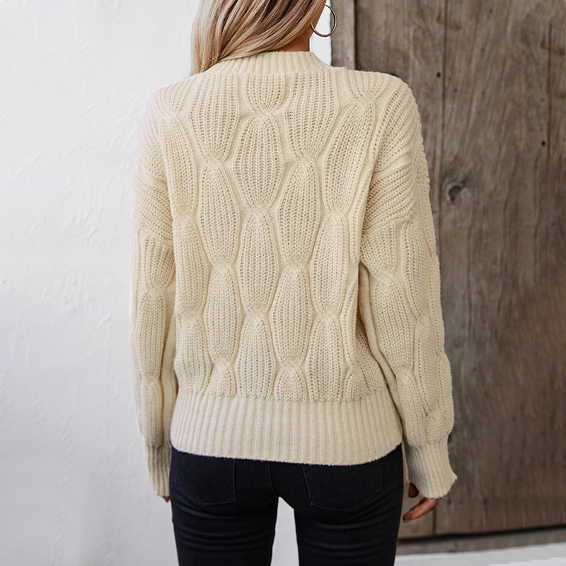 Damen Strickpullover mit dekorativem Zopfdesign und komfortabler Passform EB