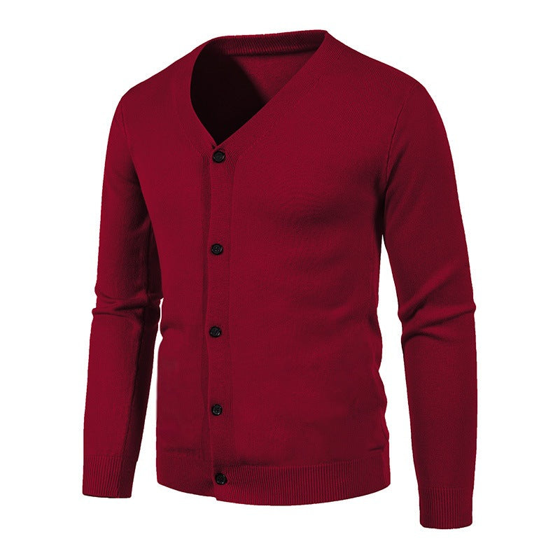 Herren stilvolle Strickjacke mit tiefem V-Ausschnitt und Knopfleiste EB