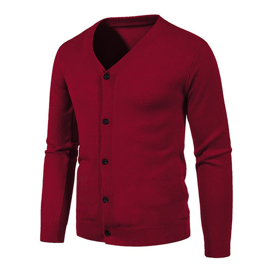 Herren stilvolle Strickjacke mit tiefem V-Ausschnitt und Knopfleiste EB