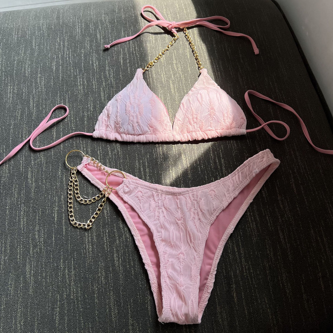 Damen Triangel-Bikini mit modischen Kettenakzenten EB