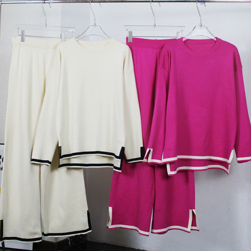 Damen Freizeit-Strickset mit kontrastierenden Abschlüssen EB