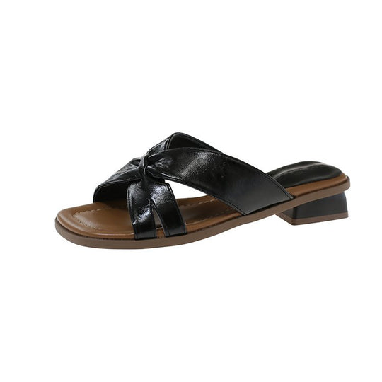 Damen elegante Mules mit modischem Knoten-Design EB