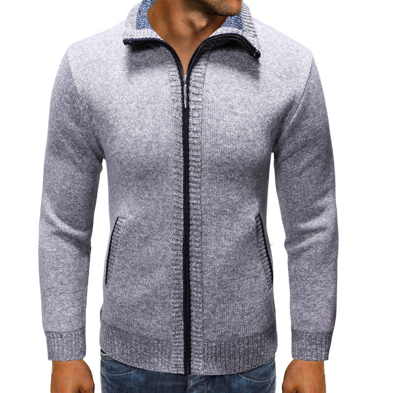 Herren Strickjacke mit Stehkragen und praktischen Taschen EB