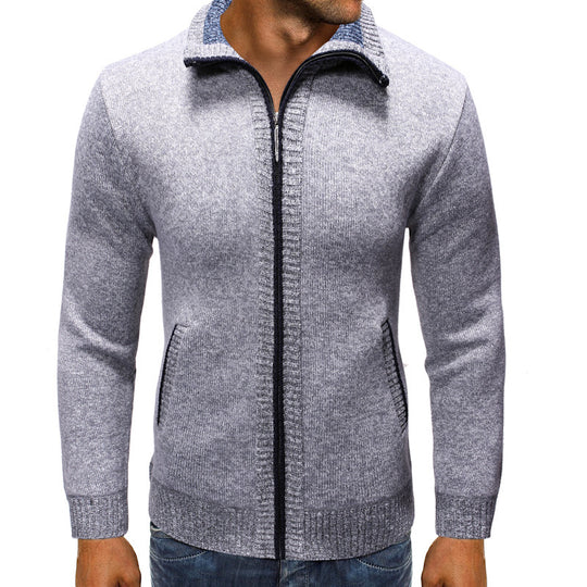 Herren Strickjacke mit Stehkragen und praktischen Taschen EB